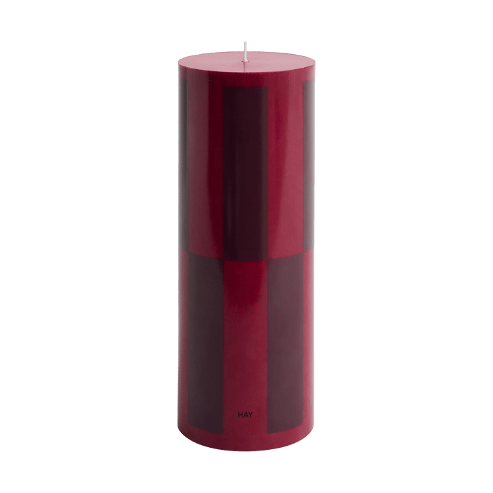 Vela gruesa Column Candle large 25 cm - Wine-bordeaux large check - HAY