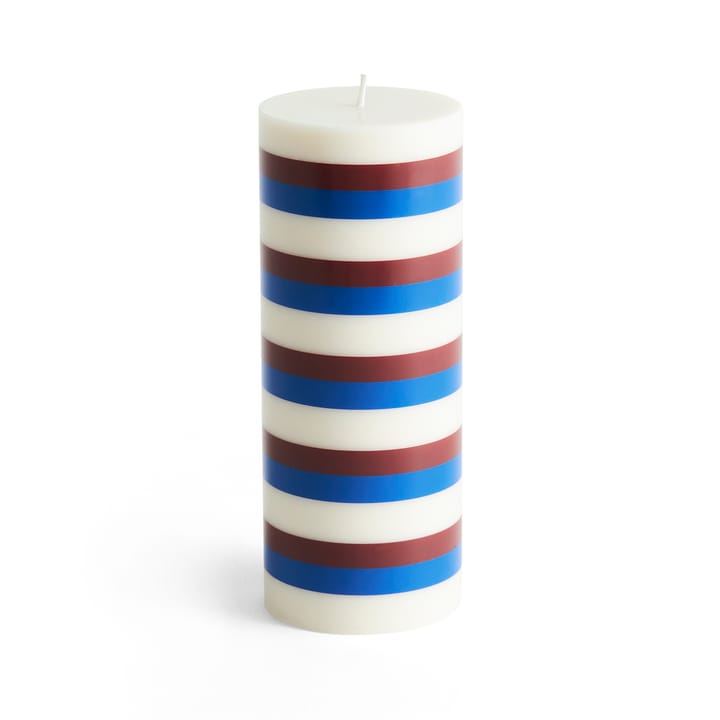 Vela gruesa Column Candle medium 20 cm, Off white-brown-blue HAY