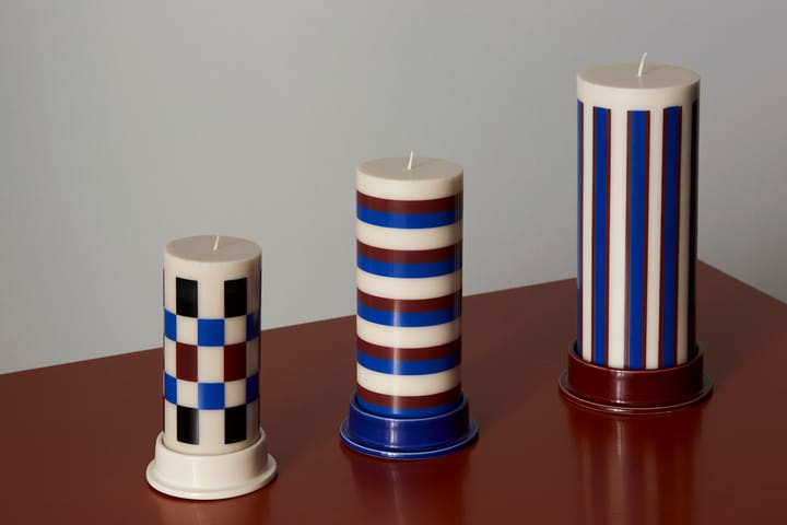 Vela gruesa Column Candle medium 20 cm - Off white-brown-blue - HAY