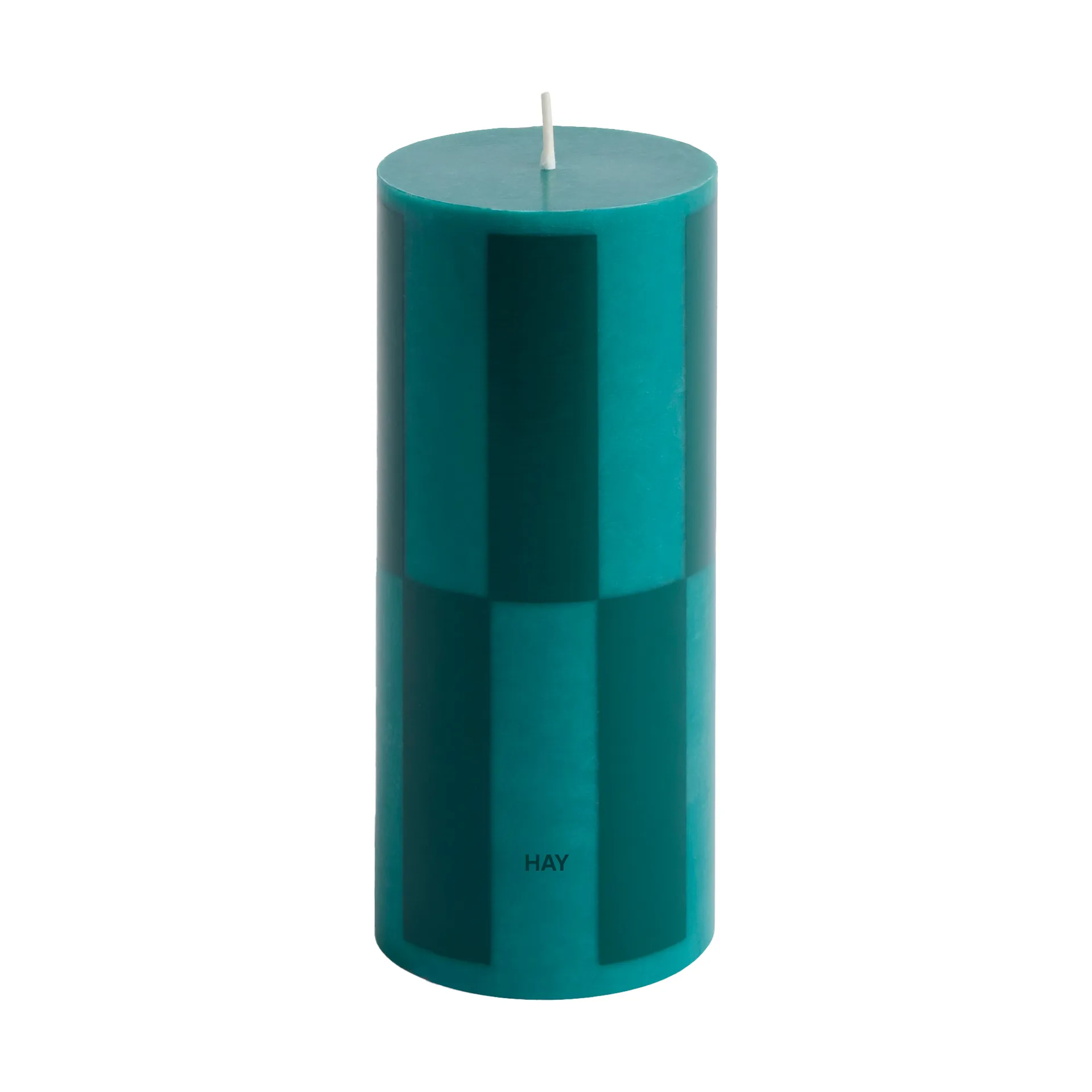 Vela gruesa Column Candle small 15 cm, Green-dark green large check HAY