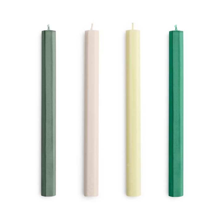 Vela Hexagon Candle mix 4-pack - Greens-whites - HAY