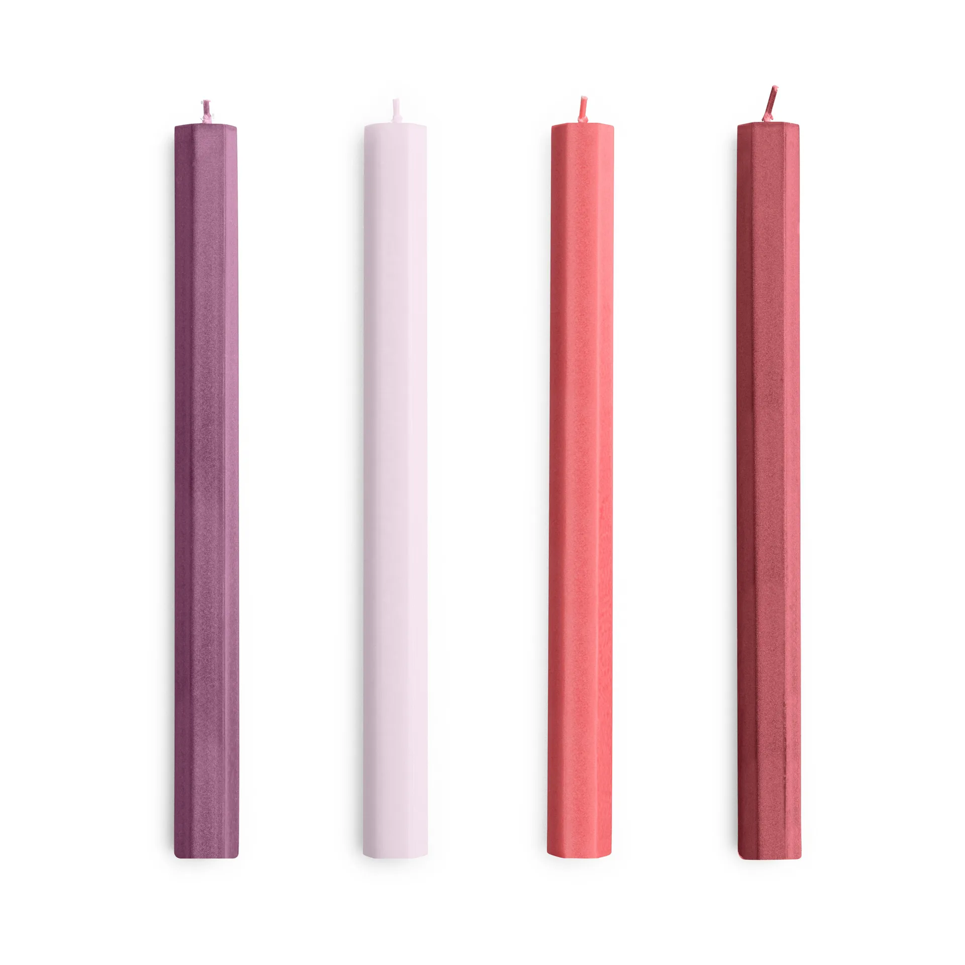 Vela Hexagon Candle mix 4-pack, Reds-bordeaux HAY