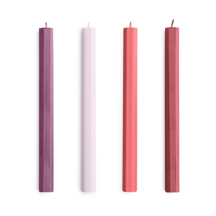 Vela Hexagon Candle mix 4-pack - Reds-bordeaux - HAY