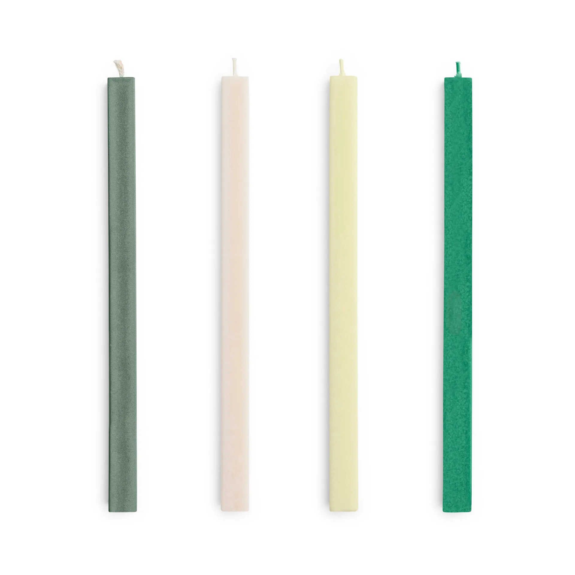 Vela Square Candl mix 4-pack, Greens-whites HAY