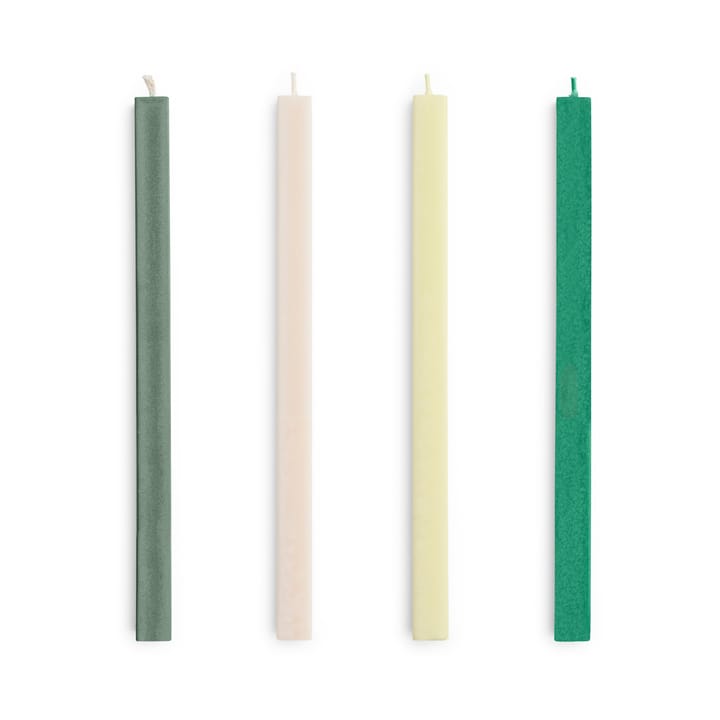 Vela Square Candl mix 4-pack - Greens-whites - HAY