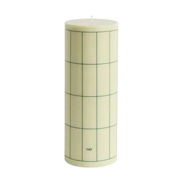 Vela taco Column Candle large 25 cm - Light green with dark green grid check - HAY