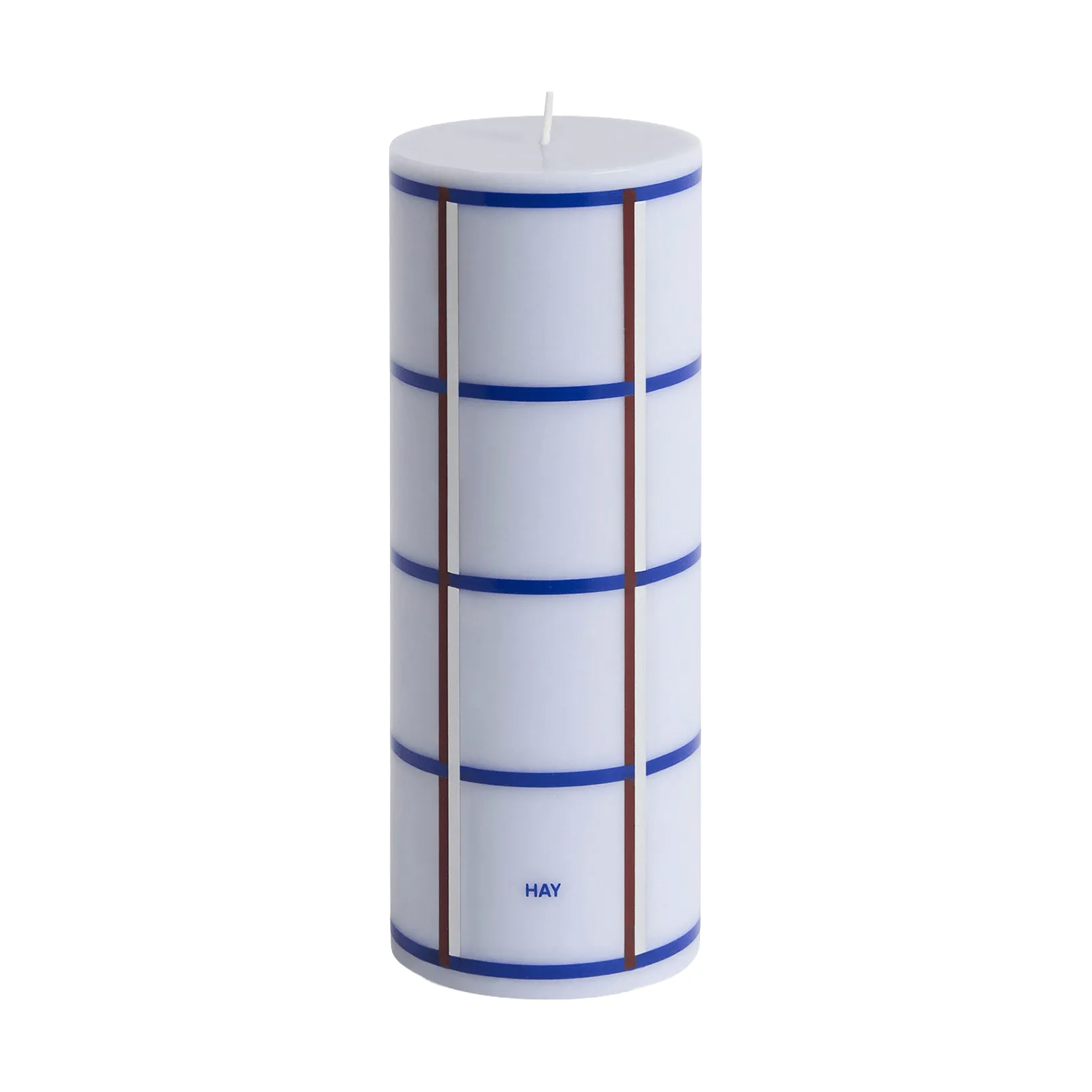 Vela taco Column Candle medium 20 cm, Light blue, blue, bordeaux and silver HAY