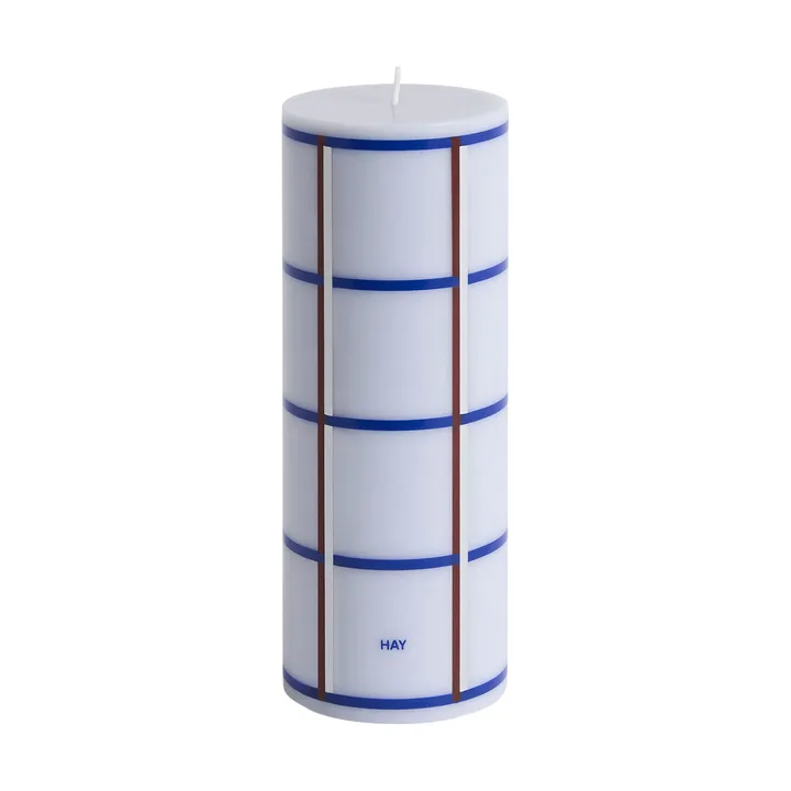 Vela taco Column Candle medium 20 cm - Light blue, blue, bordeaux and silver - HAY
