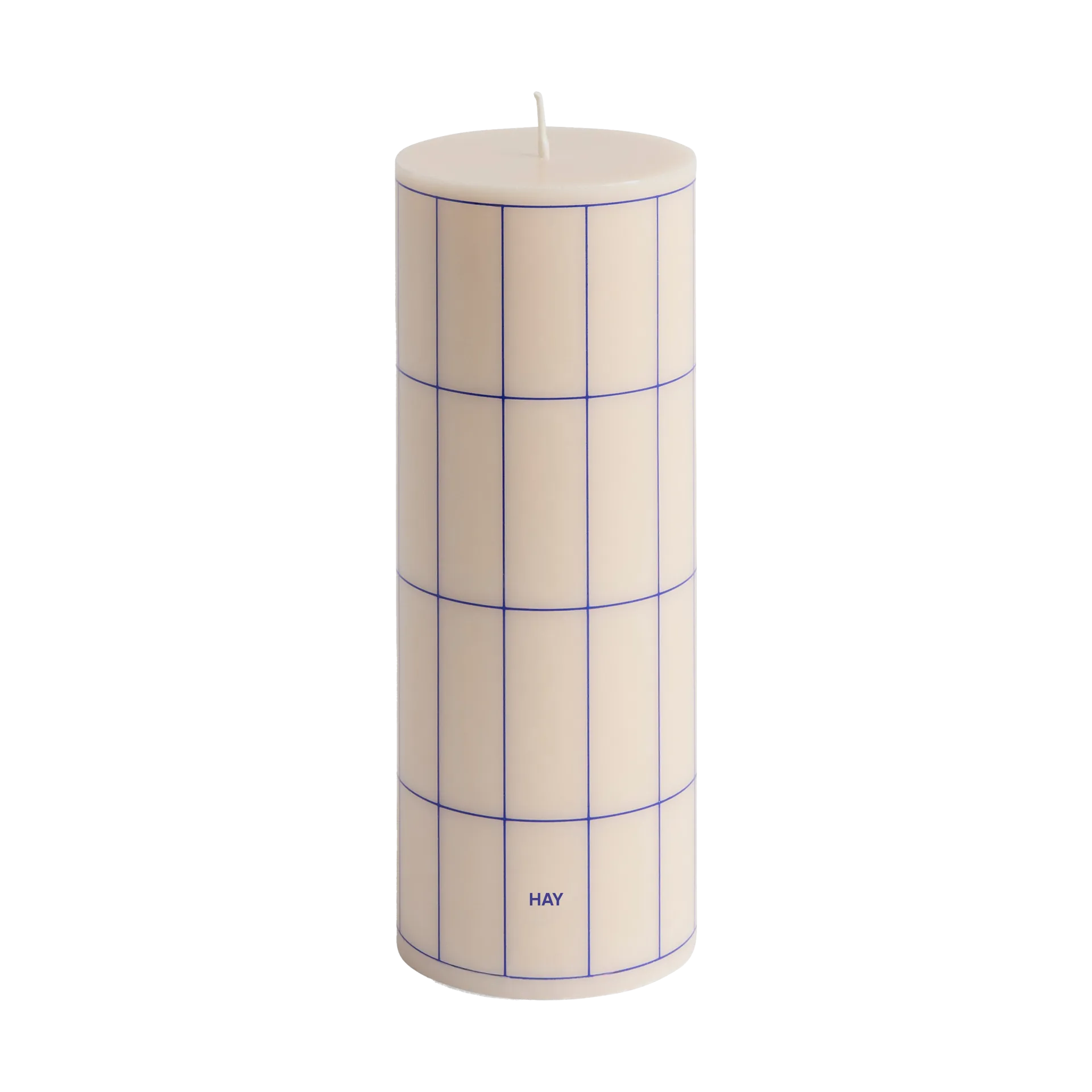Vela taco Column Candle medium 20 cm, Off white-blue grid check HAY