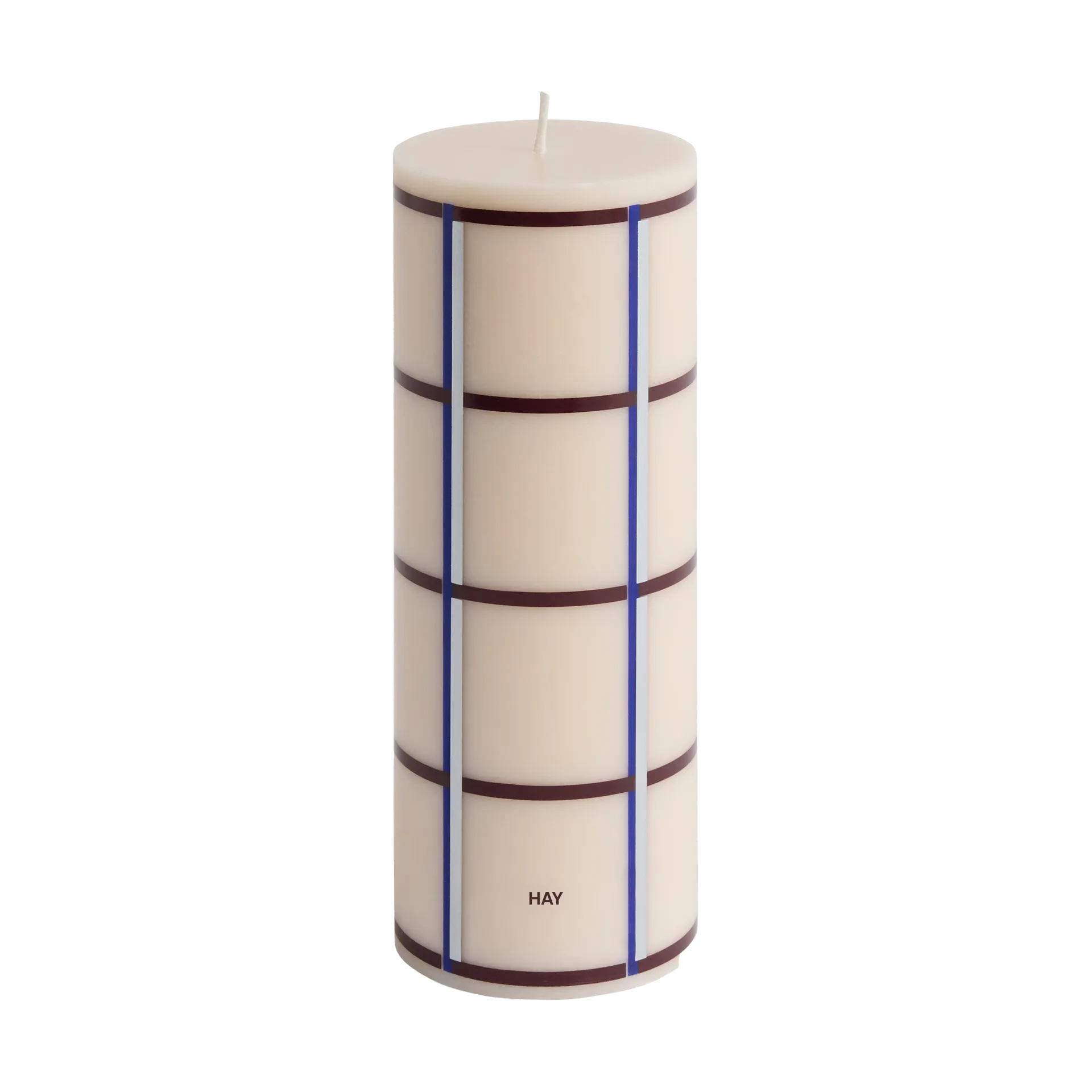 Vela taco Column Candle medium 20 cm, Off white-bordeaux-blue-silver HAY