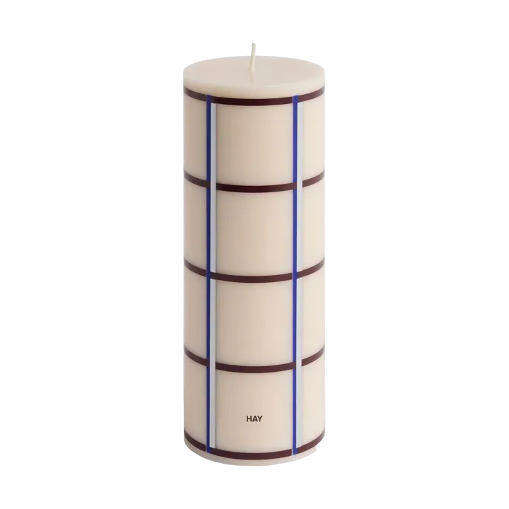 Vela taco Column Candle medium 20 cm - Off white-bordeaux-blue-silver - HAY
