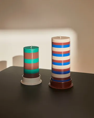 Vela taco Column Candle medium 20 cm - Off white-brown-blue - HAY