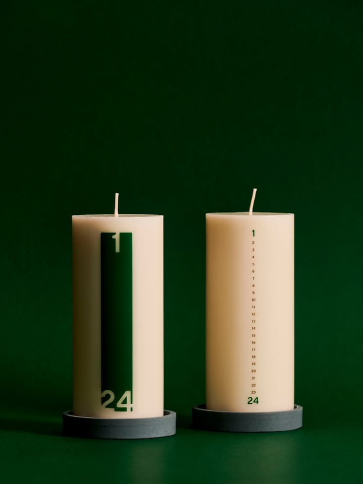 Vela y portavelas Calendar 6,8 cm, Bold Off white-green HAY