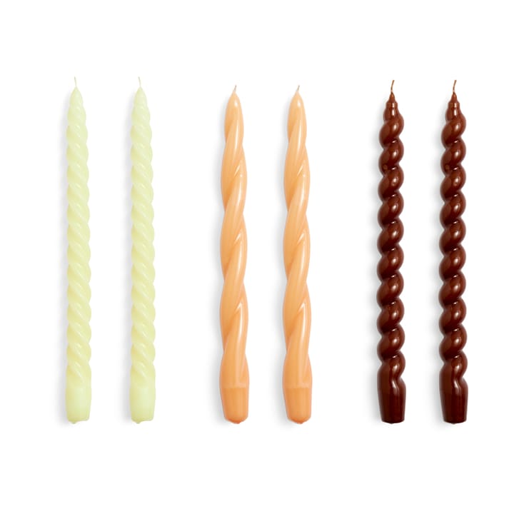 Velas Candle Long Twist/Spiral 6 unidades - Dark peach-brown - HAY