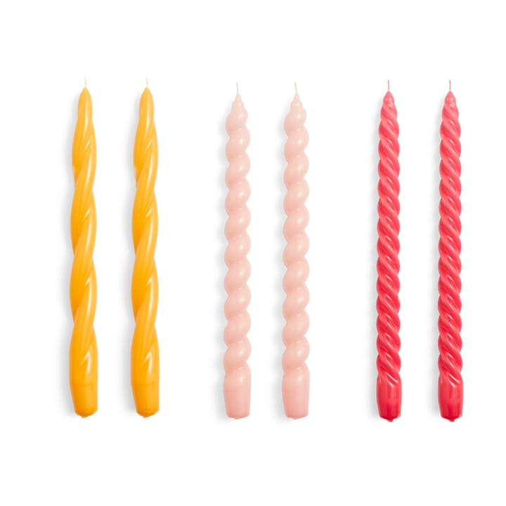 Velas Candle Long Twist/Spiral 6 unidades - Rose-raspberry - HAY