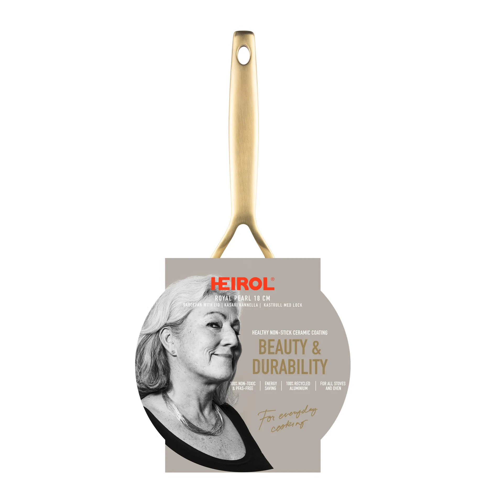 Cacerola con tapa Heirol Royal Pearl Ø18 cm, Blanco-oro Heirol