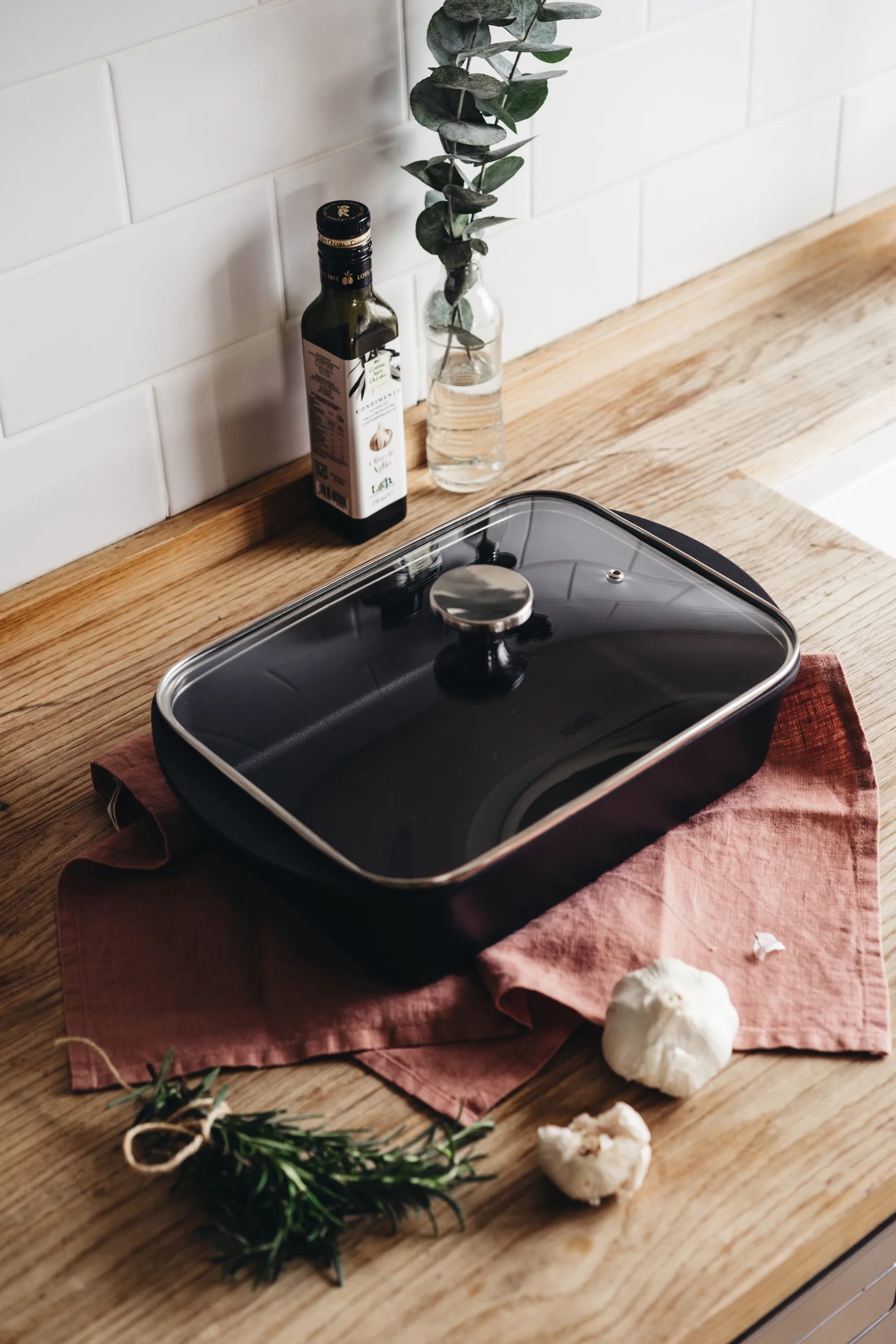 Fuente de horno Heirol con placa de inducción y tapa, 22x33 cm Heirol