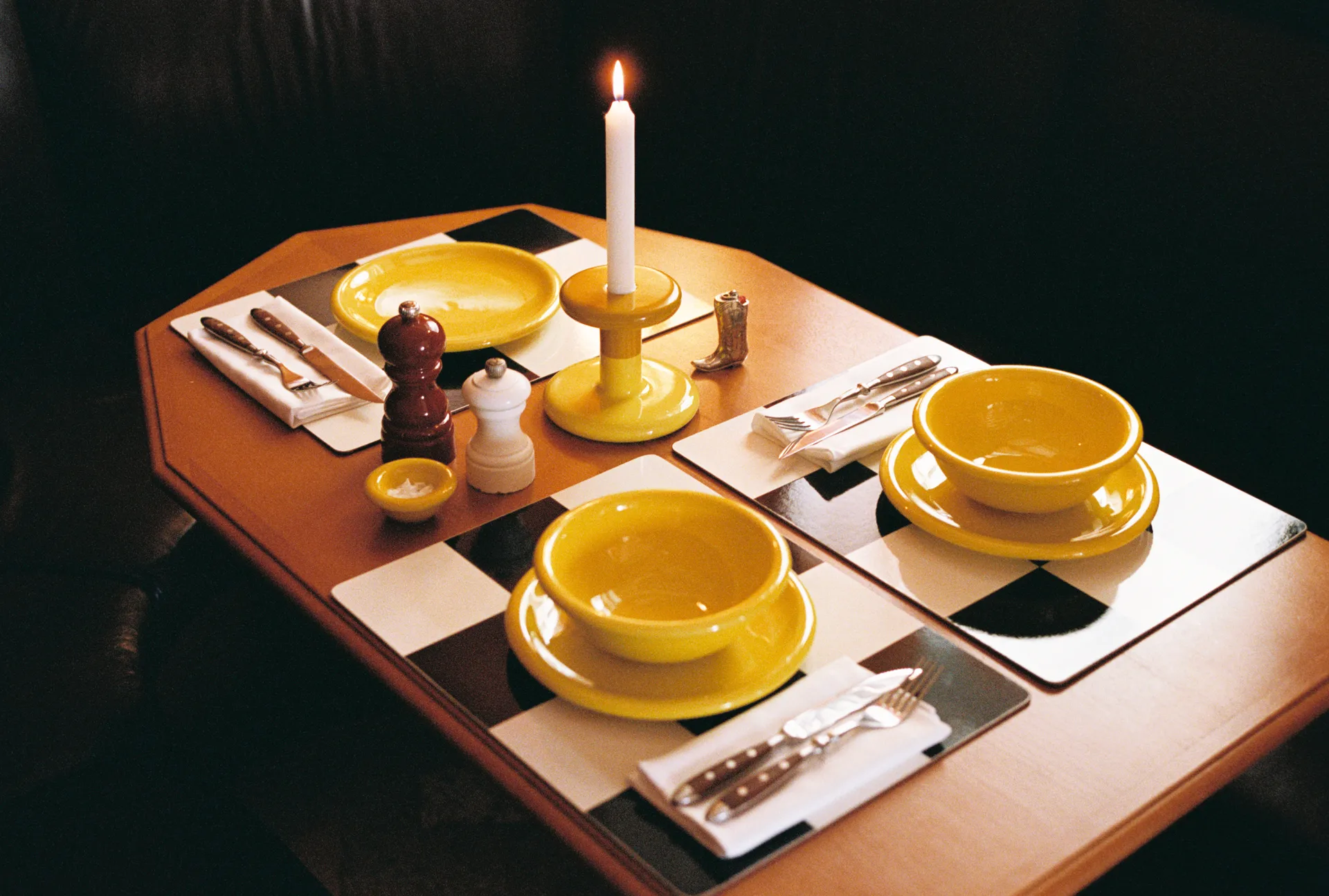 2 Manteles individuales Check 30x40 cm, Butter-burgundy Hem