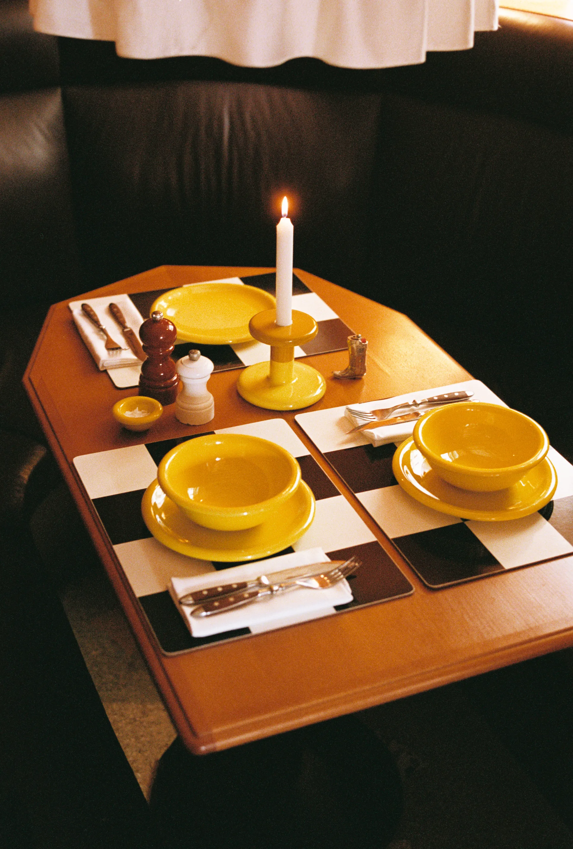 2 Manteles individuales Check 30x40 cm, Butter-burgundy Hem