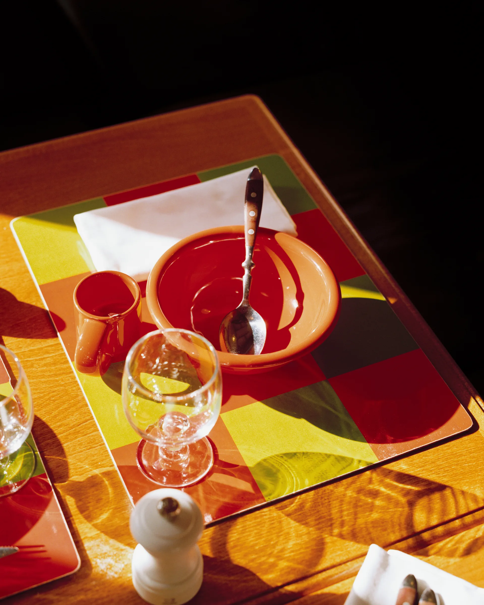 2 Manteles individuales Check 30x40 cm, Cream-black Hem