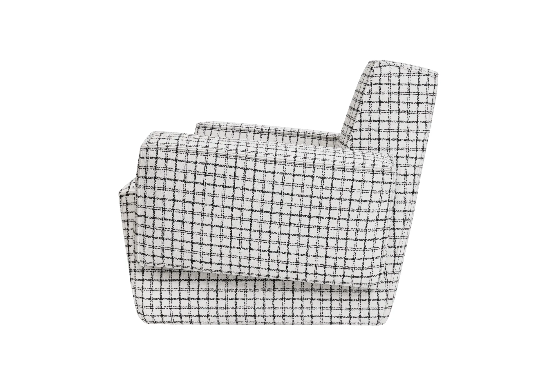 Butaca Lounge Hunk con reposabrazos, Checkered black/white Hem