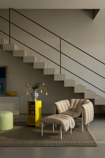 Butaca Lounge + ottoman Puffy - Sawdust-black grey - Hem