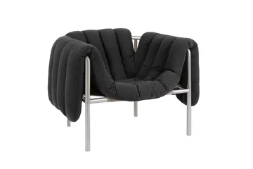 Butaca Lounge Puffy - Anthracite-acero inoxidable - Hem