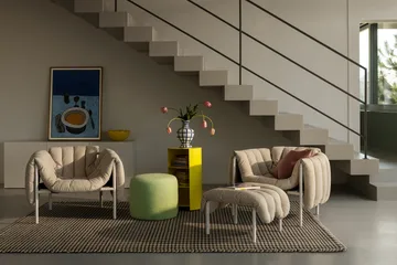 Butaca Lounge Puffy - Black leather-acero inoxidable - Hem