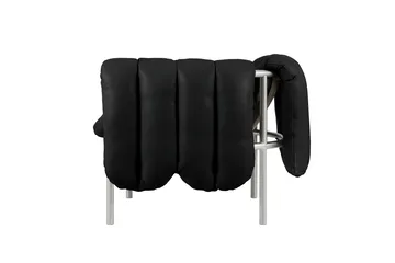Butaca Lounge Puffy - Black leather-acero inoxidable - Hem