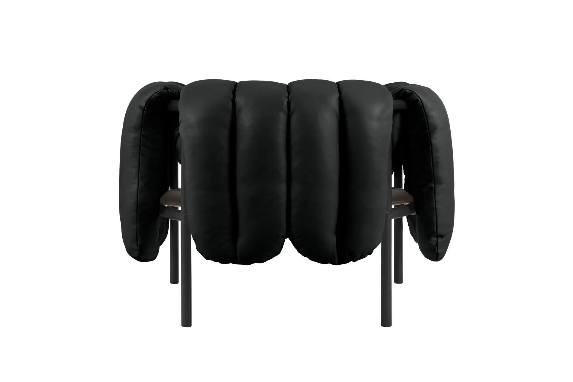 Butaca Lounge Puffy, Black leather-black grey Hem