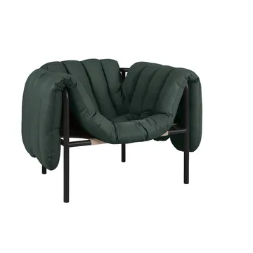 Butaca Lounge Puffy - Dark green leather-black grey - Hem