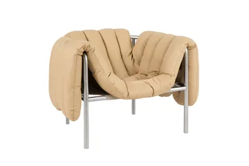 Butaca Lounge Puffy - Sand leather-acero inoxidable - Hem