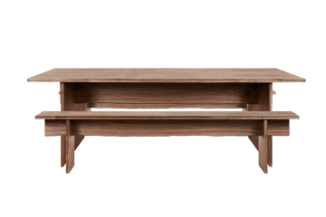 Mesa de comedor Bookmatch con bancos 220 cm - Nogal - Hem