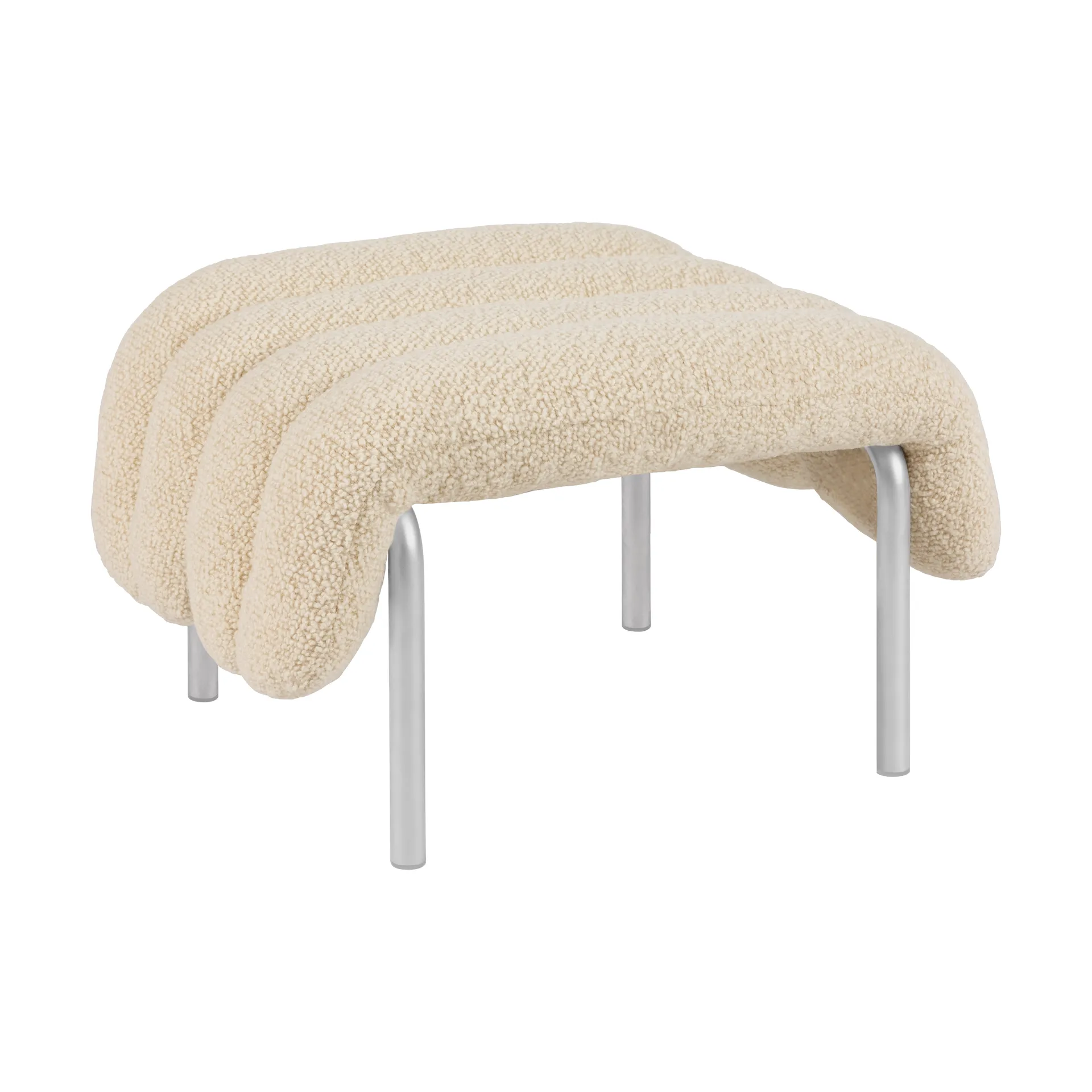 Ottoman Puffy 58x67 cm, Eggshell-acero inoxidable Hem