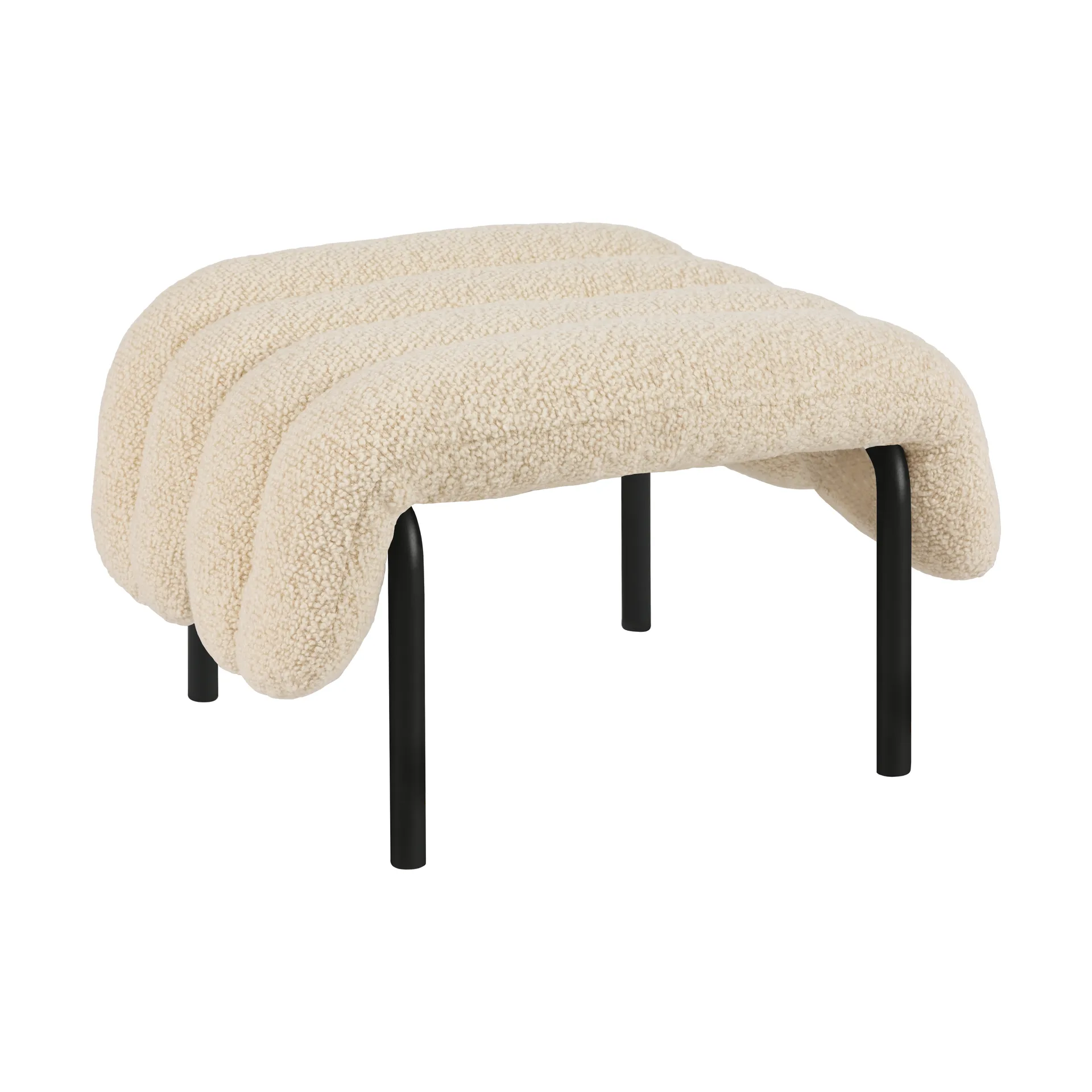 Ottoman Puffy 58x67 cm, Eggshell-black grey Hem