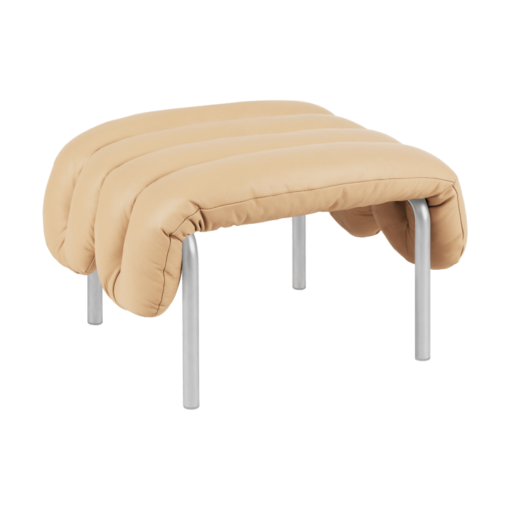 Ottoman Puffy 58x67 cm - Sand leather-acero inoxidable - Hem