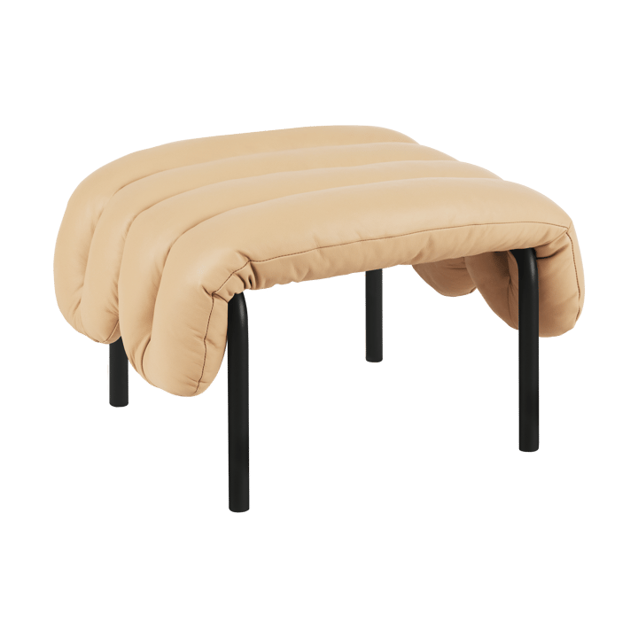 Ottoman Puffy 58x67 cm - Sand leather-black grey - Hem