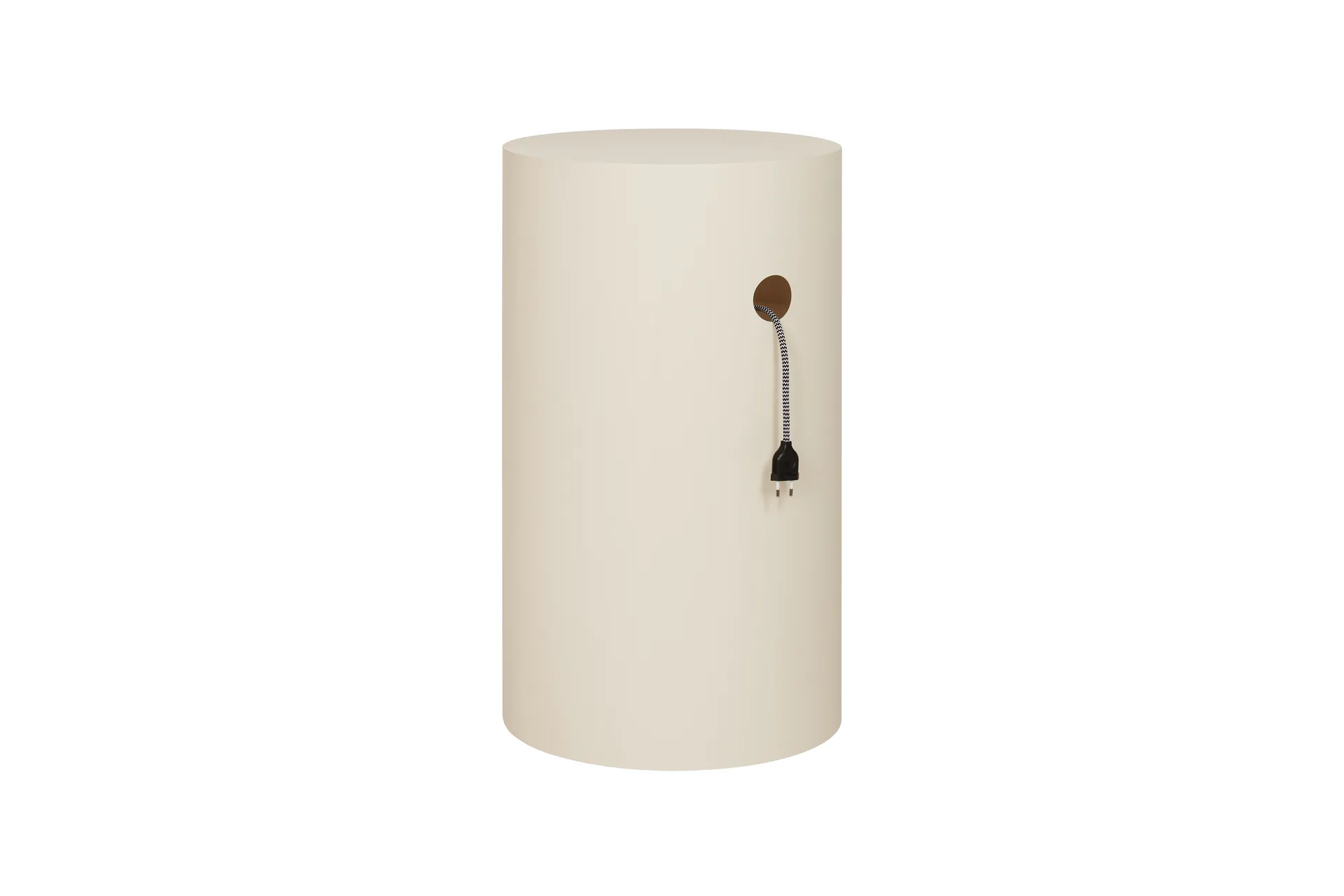 Piedestal Hide Ø38x68 cm, Light ivory textured Hem