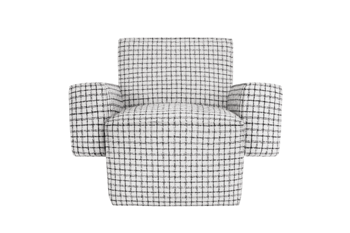 Sillón lounge Hunk con reposabrazos, Checkered black/white Hem