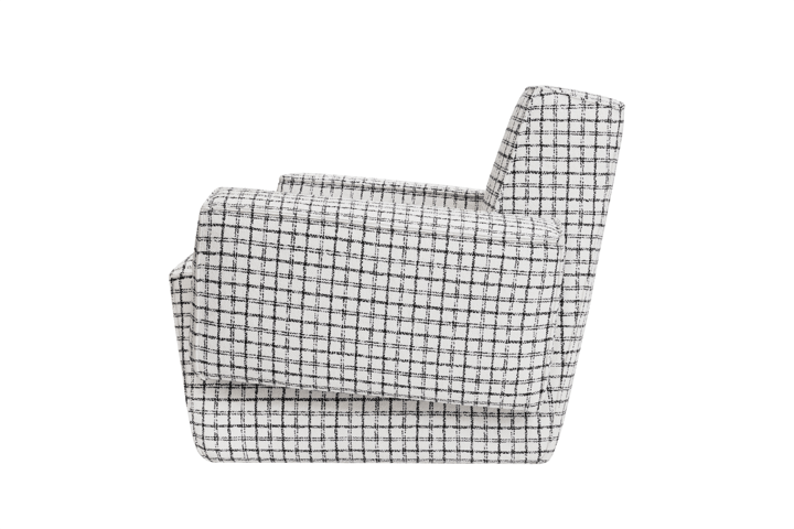 Sillón lounge Hunk con reposabrazos, Checkered black/white Hem