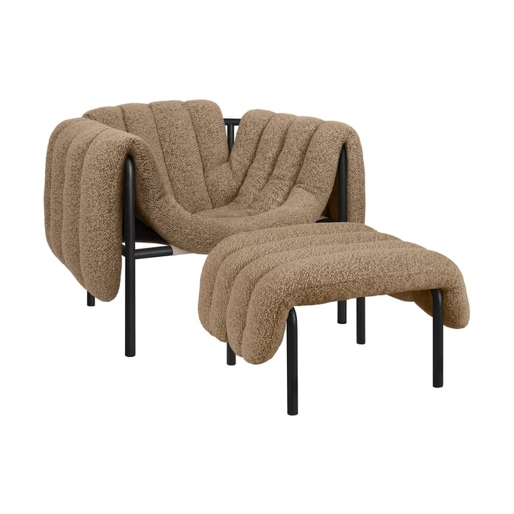 Sillón lounge + ottoman Puffy - Sawdust-black grey - Hem