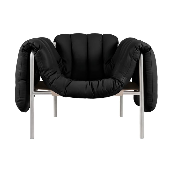 Sillón lounge Puffy - Black leather-acero inoxidable - Hem