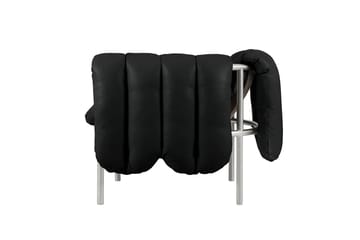 Sillón lounge Puffy - Black leather-acero inoxidable - Hem