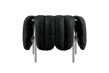 Sillón lounge Puffy - Black leather-acero inoxidable - Hem
