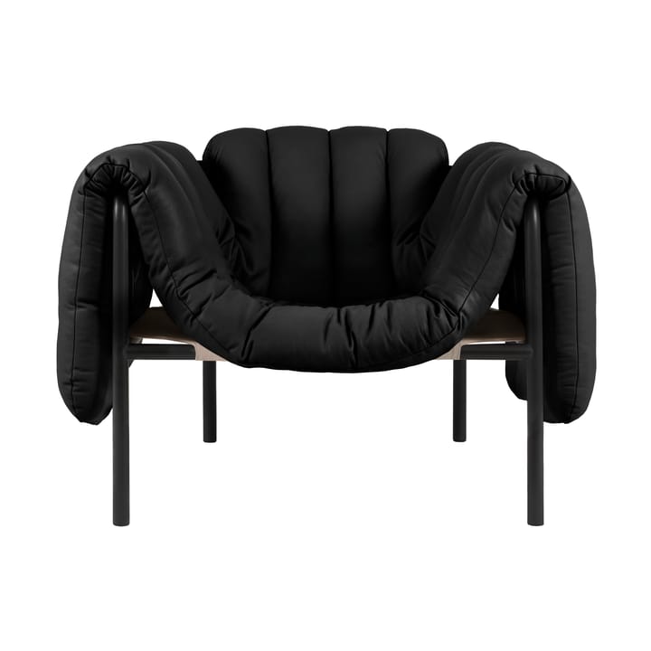 Sillón lounge Puffy - Black leather-black grey - Hem