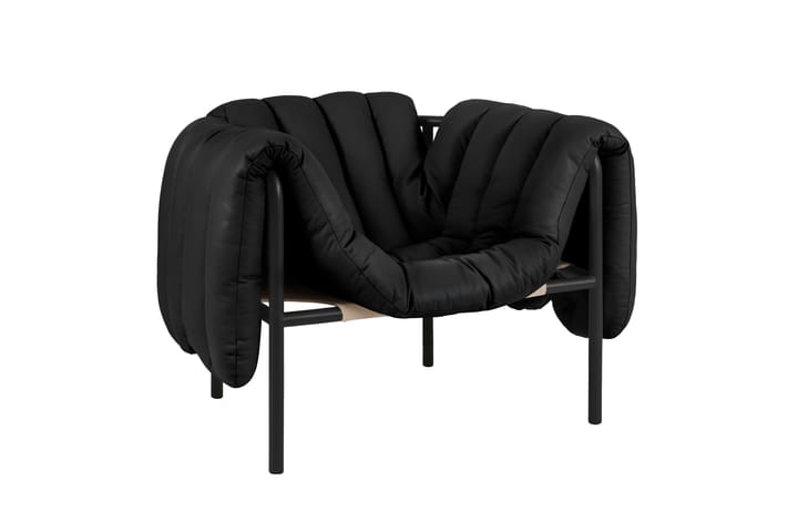 Sillón lounge Puffy, Black leather-black grey Hem