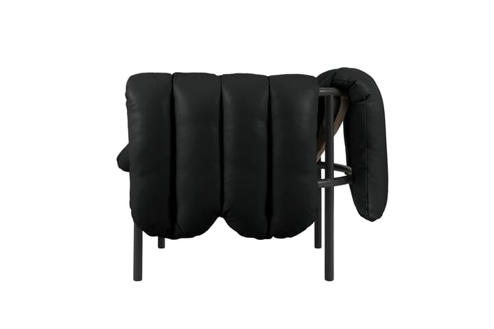 Sillón lounge Puffy, Black leather-black grey Hem