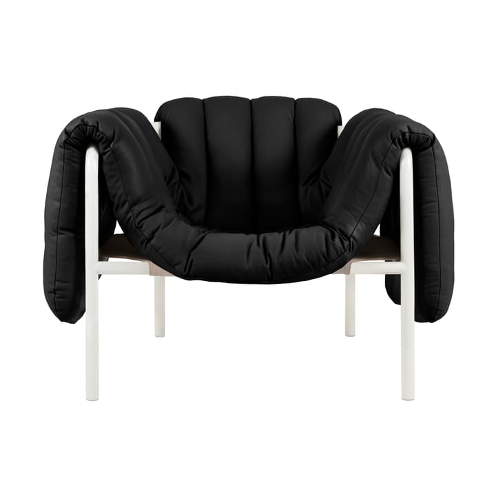 Sillón lounge Puffy - Black leather-cream - Hem