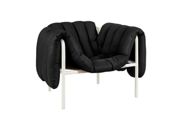 Sillón lounge Puffy - Black leather-cream - Hem