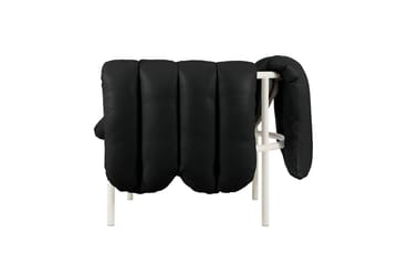 Sillón lounge Puffy - Black leather-cream - Hem